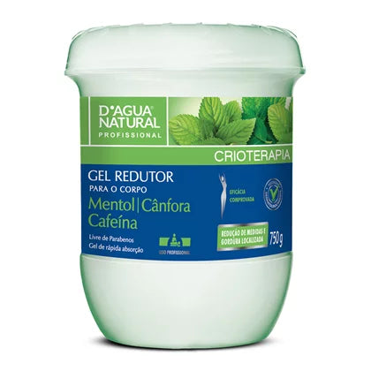 D'Agua Gel Redutor Natural Mentol, Cânfora e Nano Cafeína - Redução de Medidas e Celulites (750g)